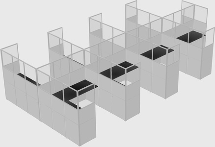 Shared l-shaped cubicle