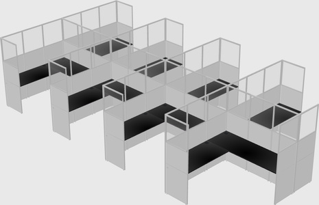 Shared l-shaped cubicle