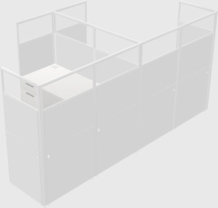 Shared l-shaped cubicle