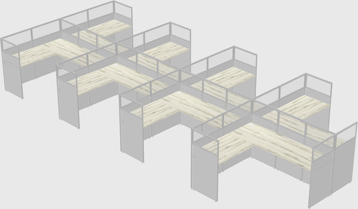 Shared l-shaped cubicle