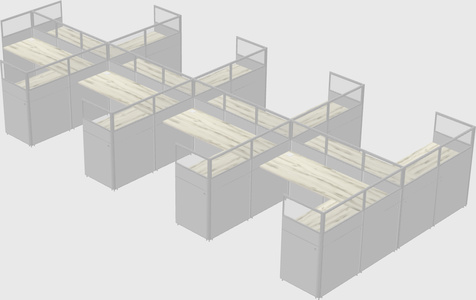 Shared l-shaped cubicle