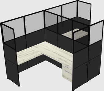 Shared l-shaped cubicle