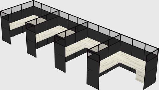 Shared l-shaped cubicle