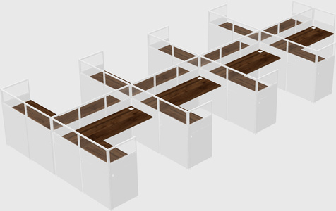 Shared l-shaped cubicle