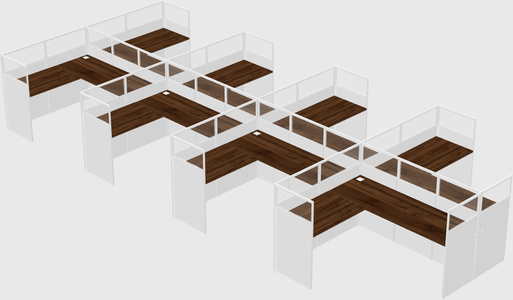Shared l-shaped cubicle