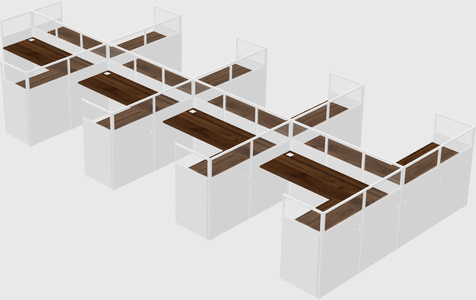 Shared l-shaped cubicle