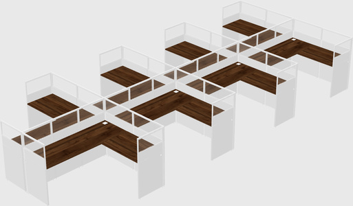 Shared l-shaped cubicle