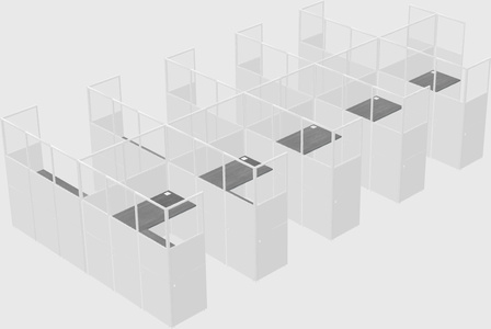 Shared l-shaped cubicle