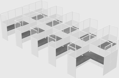 Shared l-shaped cubicle