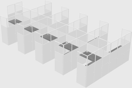 Shared l-shaped cubicle