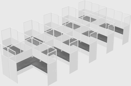 Shared l-shaped cubicle