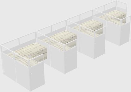 Shared l-shaped cubicle