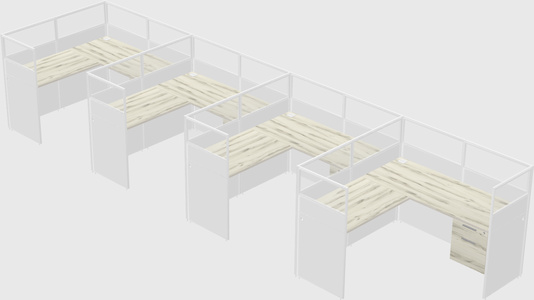 Shared l-shaped cubicle