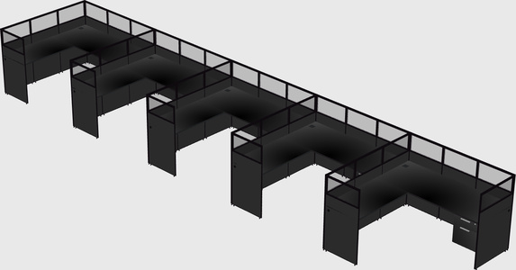 Shared l-shaped cubicle