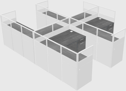Shared l-shaped cubicle