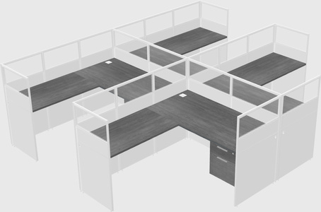 Shared l-shaped cubicle