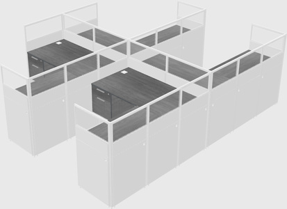 Shared l-shaped cubicle