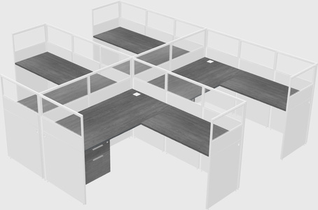 Shared l-shaped cubicle