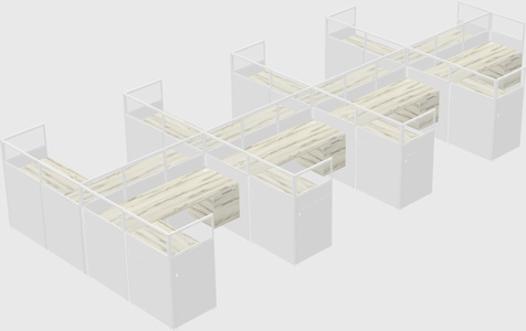 Shared l-shaped cubicle