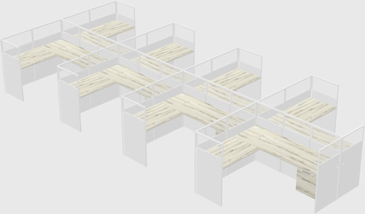 Shared l-shaped cubicle