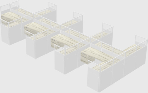 Shared l-shaped cubicle
