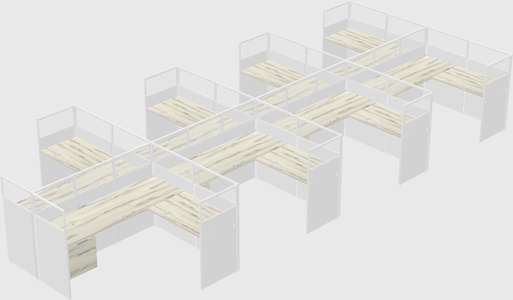 Shared l-shaped cubicle
