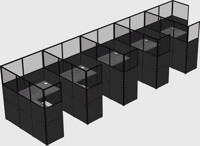 Shared l-shaped cubicle