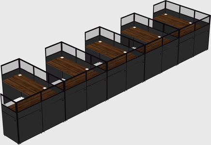 Shared l-shaped cubicle