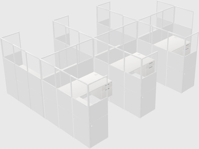 Shared l-shaped cubicle
