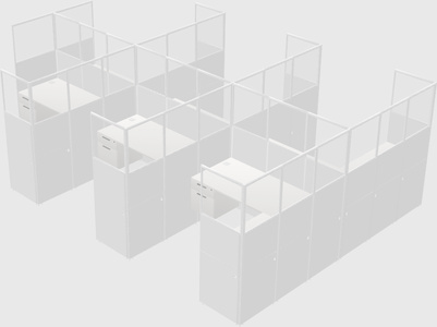 Shared l-shaped cubicle