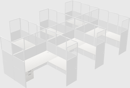 Shared l-shaped cubicle