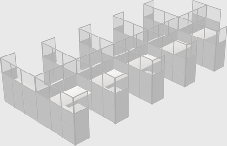 Shared l-shaped cubicle
