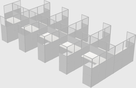 Shared l-shaped cubicle