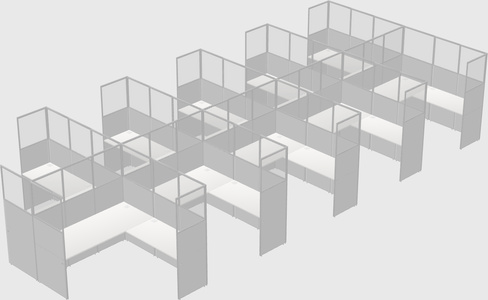 Shared l-shaped cubicle