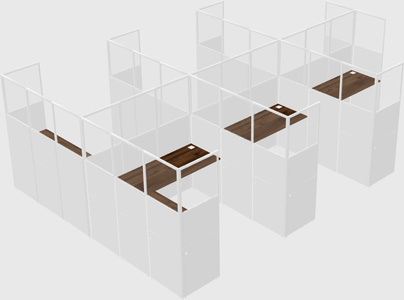Shared l-shaped cubicle