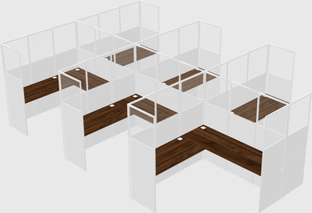 Shared l-shaped cubicle