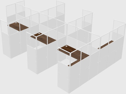 Shared l-shaped cubicle