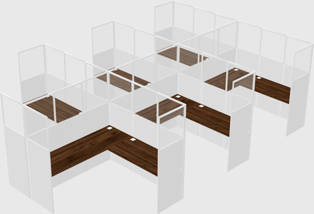 Shared l-shaped cubicle