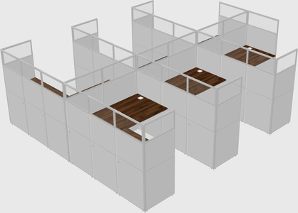 Shared l-shaped cubicle