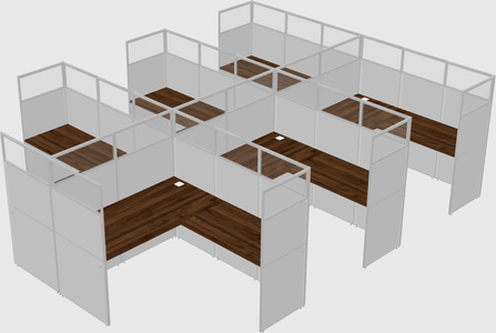 Shared l-shaped cubicle