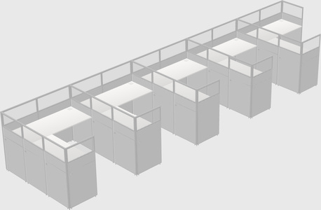 Shared l-shaped cubicle
