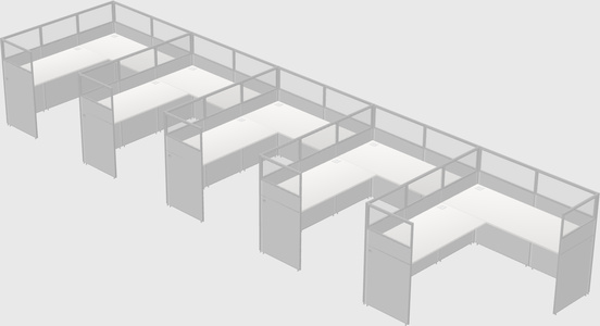 Shared l-shaped cubicle
