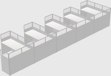 Shared l-shaped cubicle