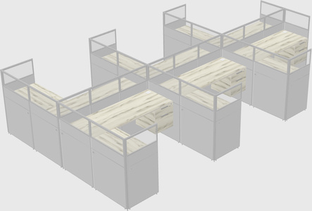 Shared l-shaped cubicle