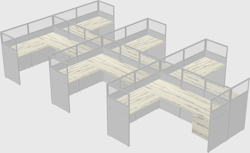Shared l-shaped cubicle