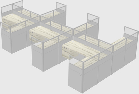 Shared l-shaped cubicle