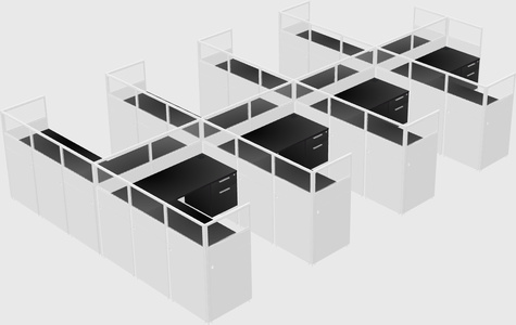 Shared l-shaped cubicle