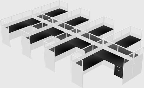 Shared l-shaped cubicle