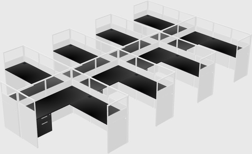 Shared l-shaped cubicle