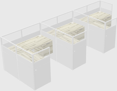Shared l-shaped cubicle